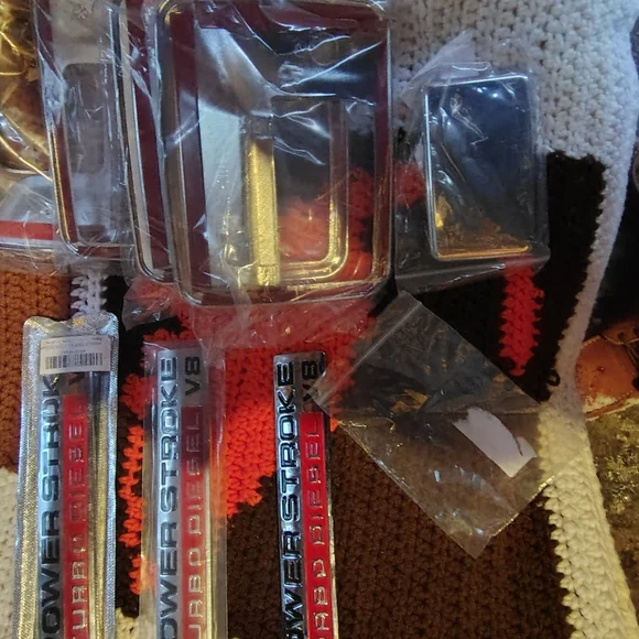 Turbo Diesel V8 Emblem Set - Red and Silver